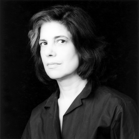 Portrait of Susan Sontag in 3/4 view.