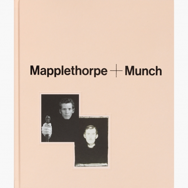 Portraits of Robert Mapplethorpe and Edvard Munch against a peach background with black text.