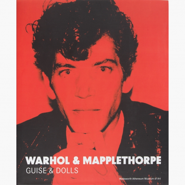 Monochromatic red and black portrait of Mapplethorpe by Andy Warhol.